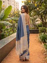 MIMOSA Royal Blue Saree Saree — pose 7 styling detail