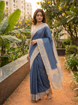 MIMOSA Royal Blue Saree Saree — pose 9 styling detail