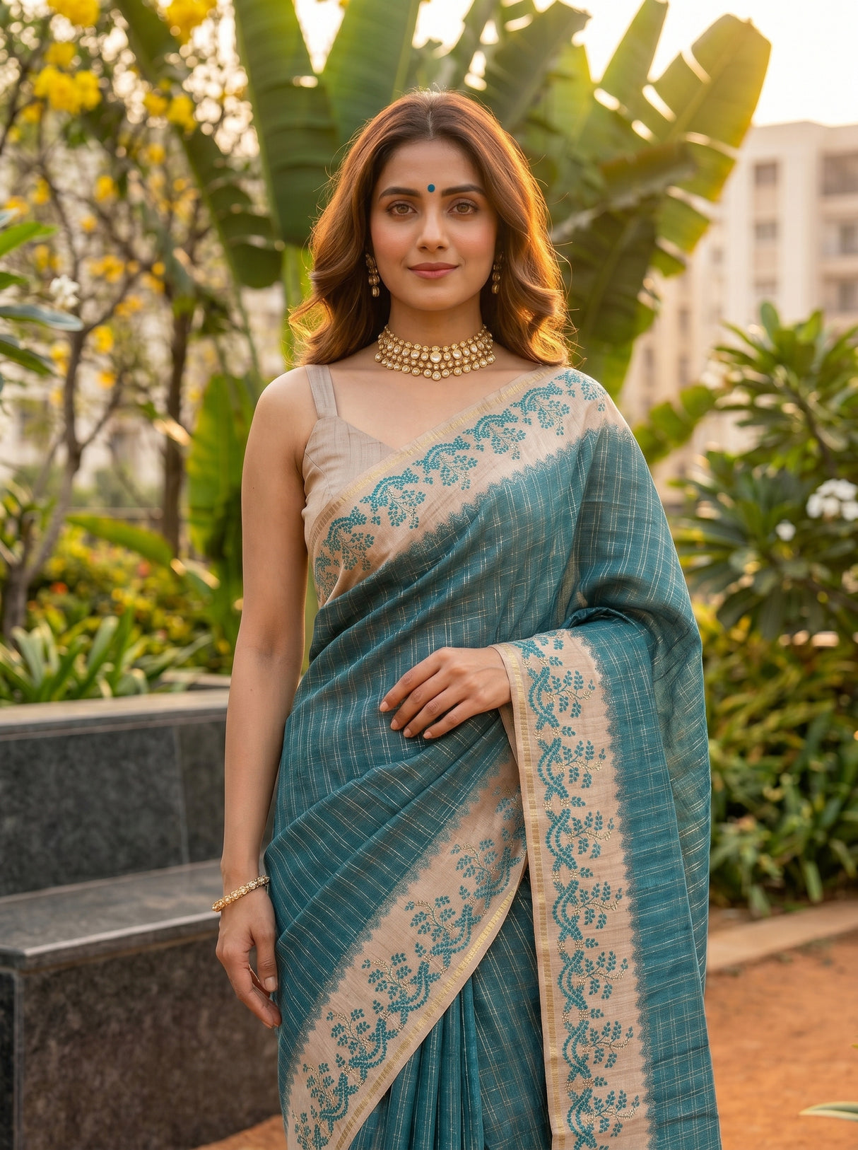 MIMOSA Sapphire Saree Saree — pose 10 styling detail
