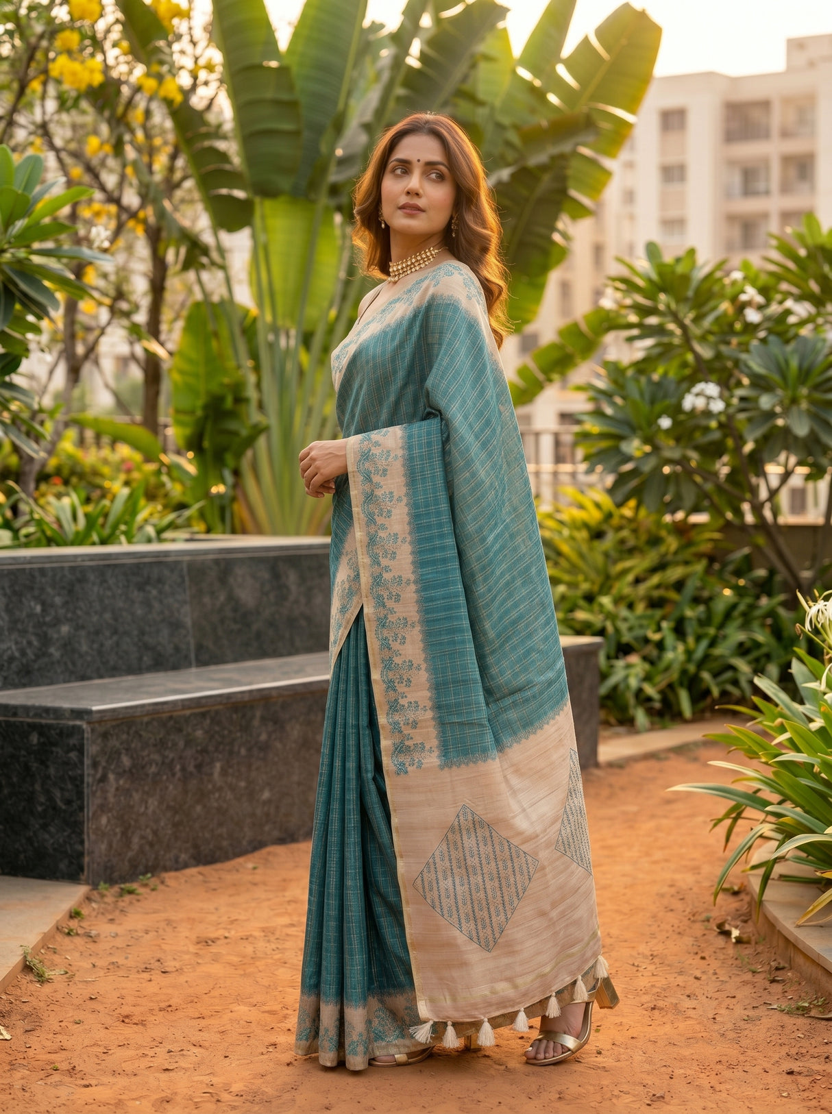 MIMOSA Sapphire Saree Saree — pose 5 styling detail