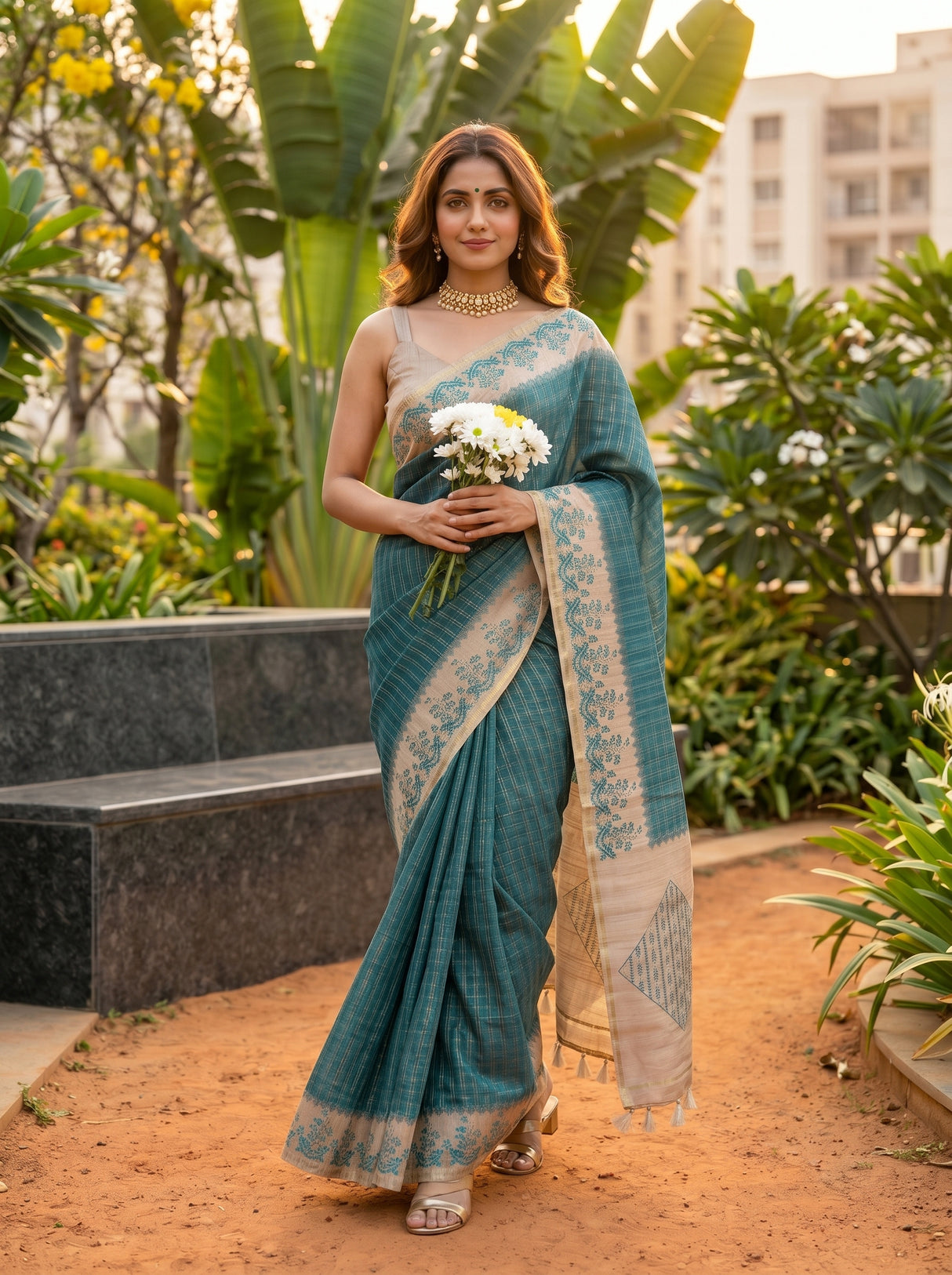 MIMOSA Sapphire Saree Saree — pose 6 styling detail