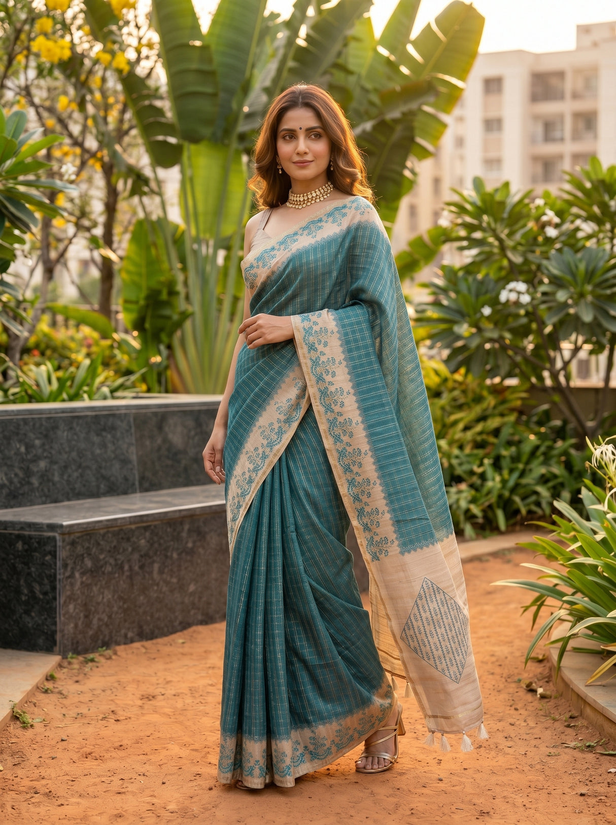 MIMOSA Sapphire Saree Saree — pose 9 styling detail