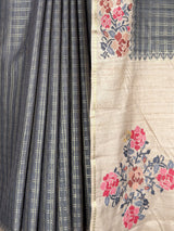 MIMOSA Grey Banarasi Art Silk Saree — fleets shot full lifestyle