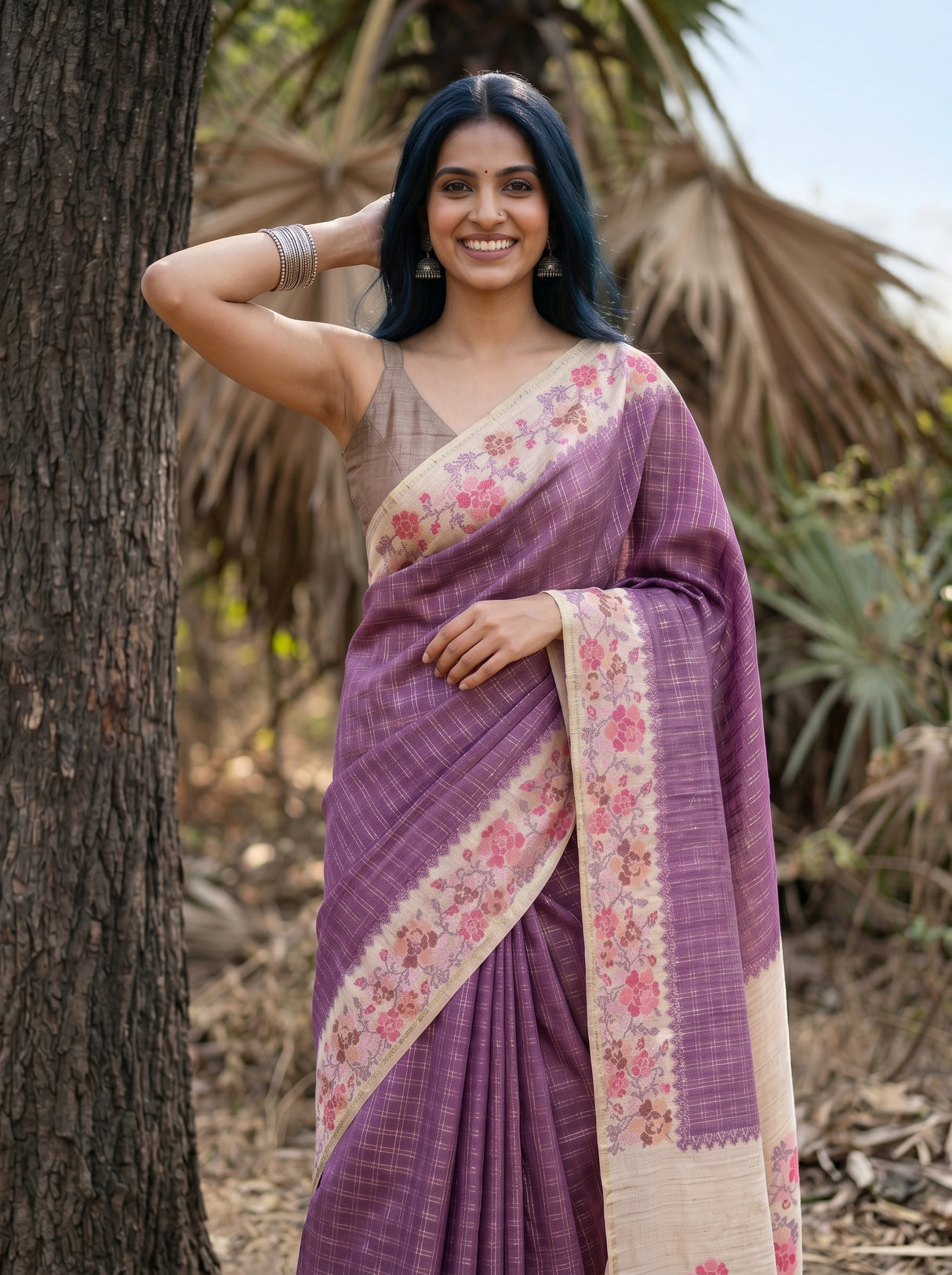 MIMOSA Magenta Banarasi Art Silk Saree — pose 10 styling detail