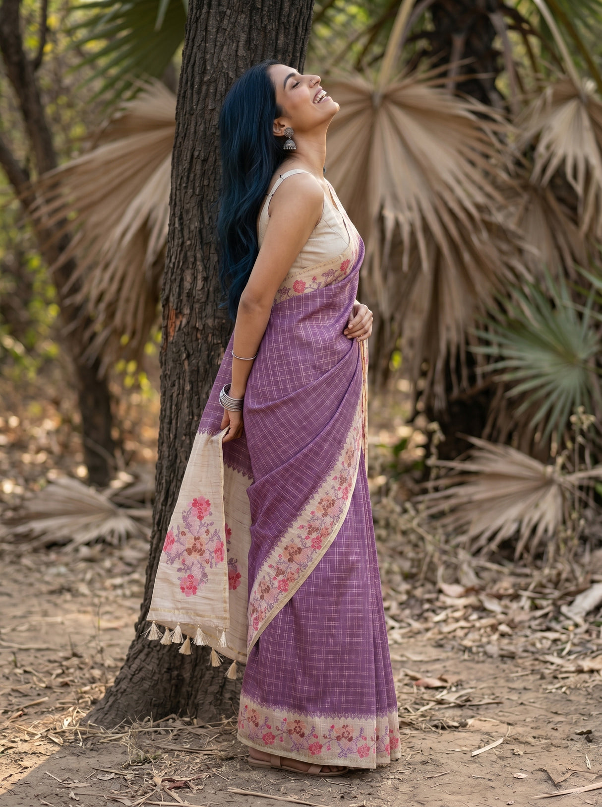 MIMOSA Magenta Banarasi Art Silk Saree — pose 3 styling detail