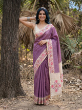 MIMOSA Magenta Banarasi Art Silk Saree — pose 4 styling detail