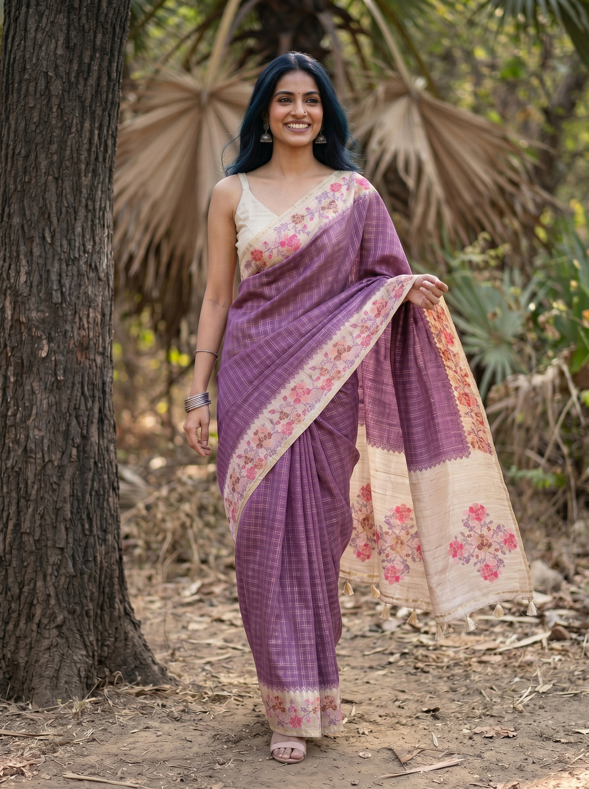 MIMOSA Magenta Banarasi Art Silk Saree — pose 6 styling detail