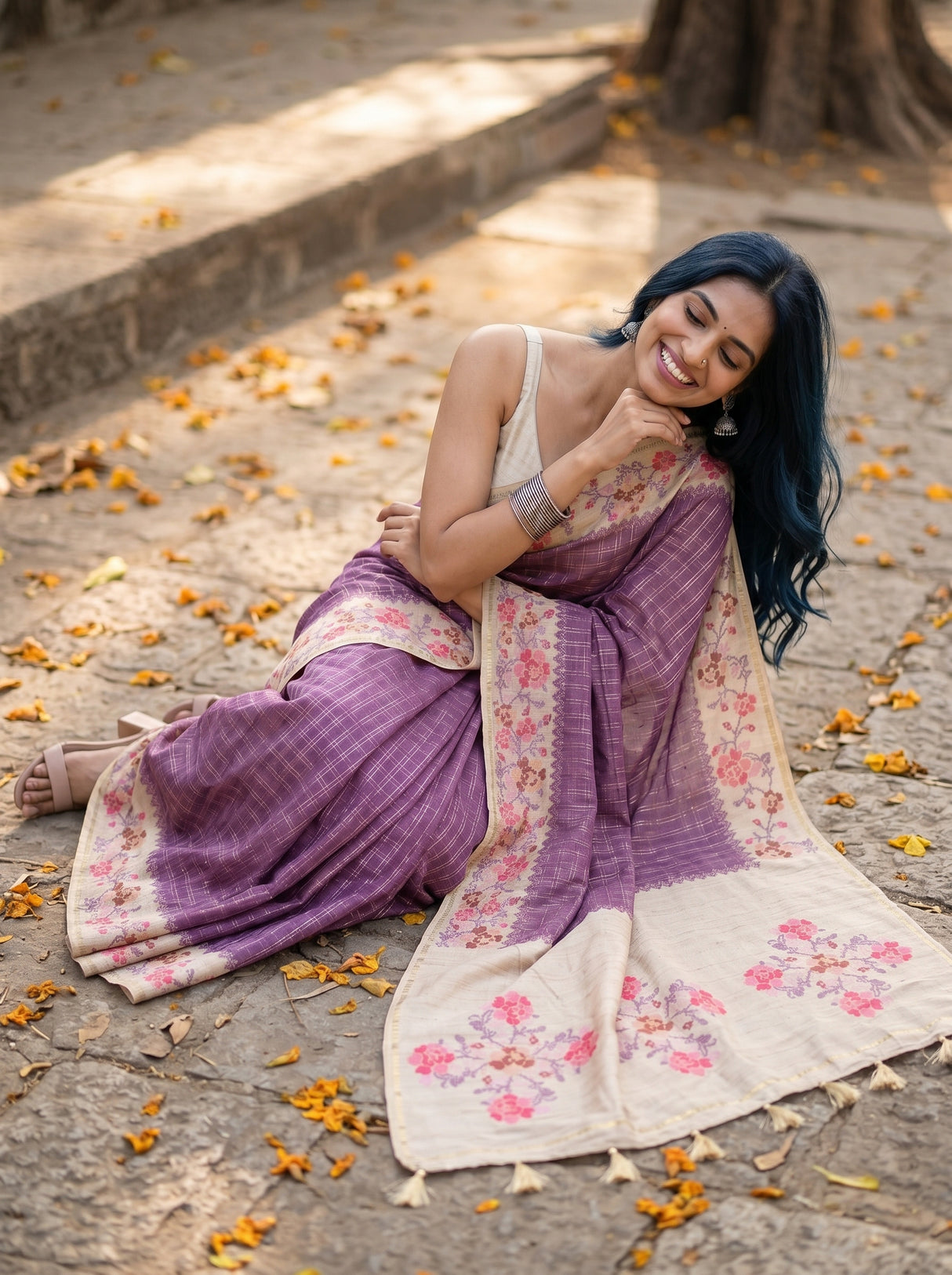 MIMOSA Magenta Banarasi Art Silk Saree — pose 8 styling detail