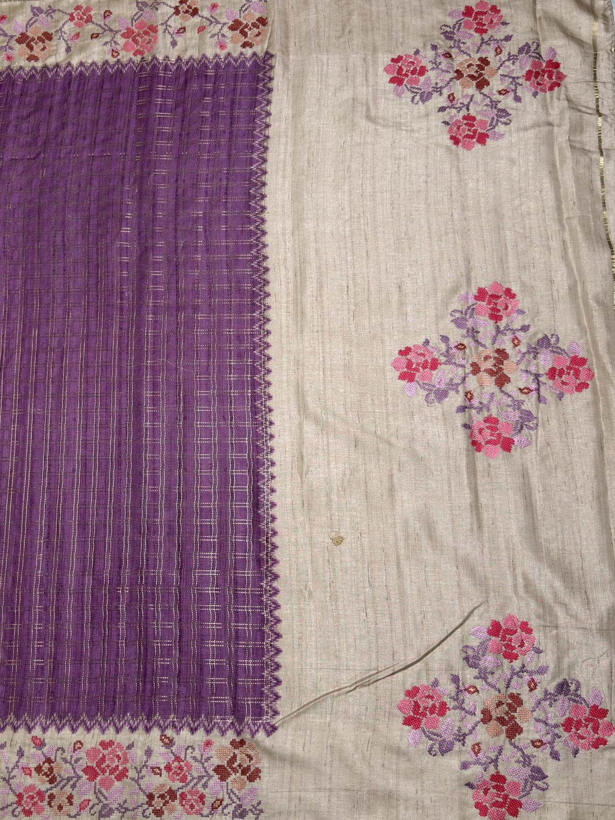 MIMOSA Magenta Banarasi Art Silk Saree — pallu and zari work detail