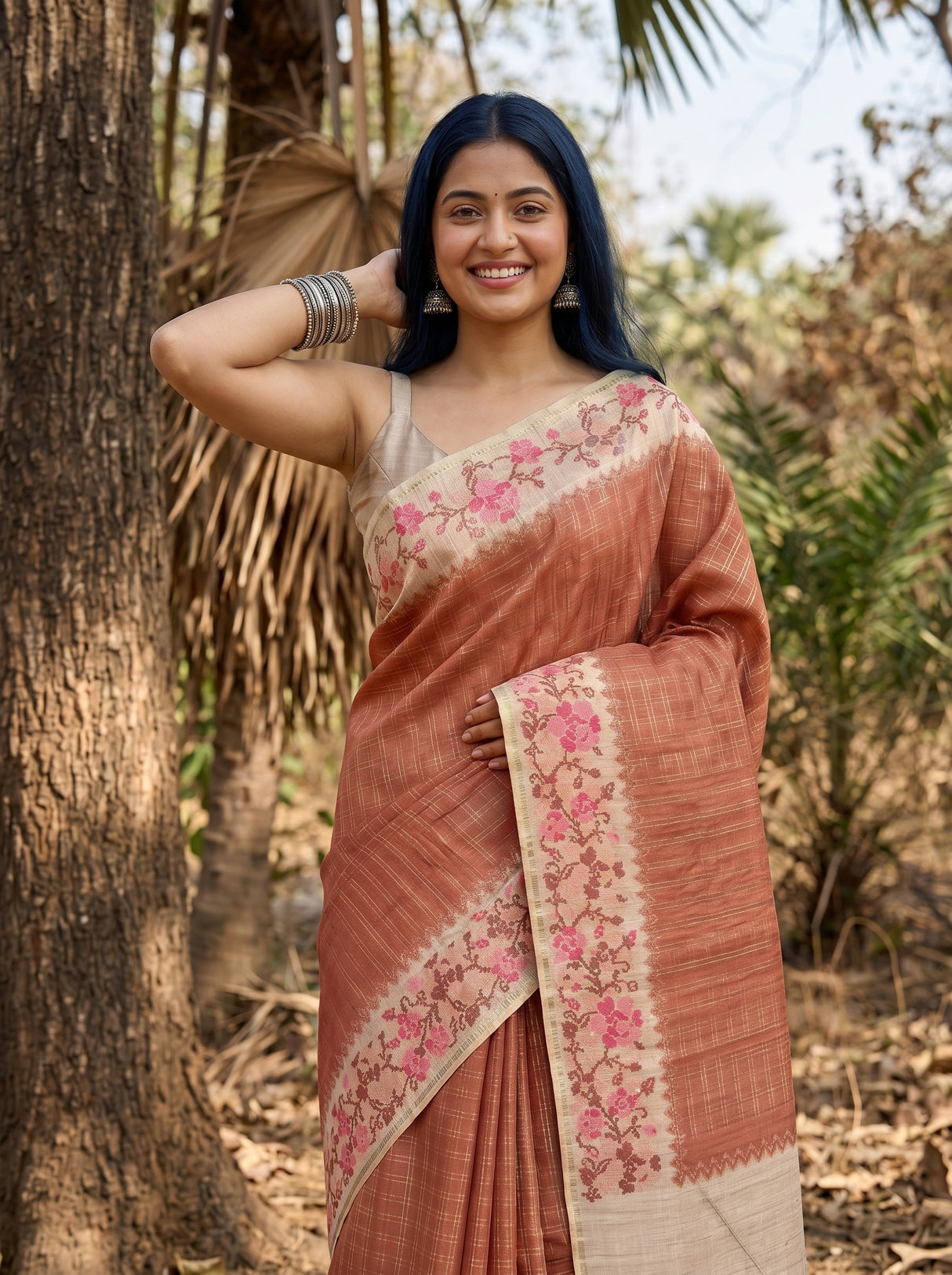 MIMOSA Maroon Banarasi Art Silk Saree — pose 10 styling detail