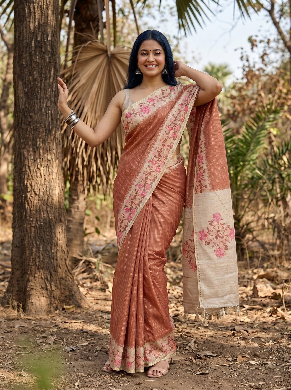 MIMOSA Maroon Banarasi Art Silk Saree — pose 4 styling detail