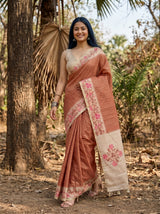 MIMOSA Maroon Banarasi Art Silk Saree — pose 6 styling detail