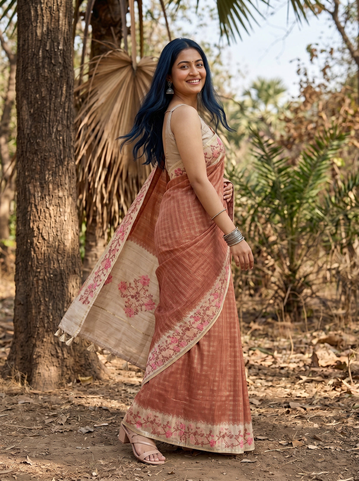 MIMOSA Maroon Banarasi Art Silk Saree — pose 9 styling detail