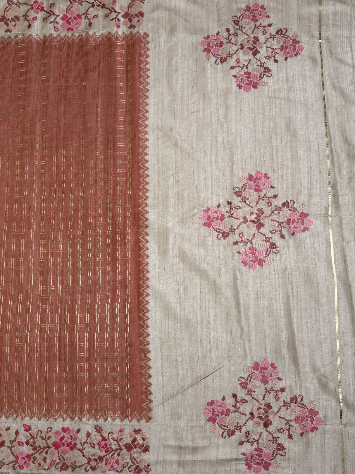 MIMOSA Maroon Banarasi Art Silk Saree — pallu and zari work detail