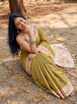MIMOSA Olive Banarasi Art Silk Saree — pose 8 styling detail