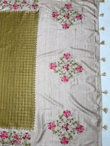 MIMOSA Olive Banarasi Art Silk Saree — pallu and zari work detail