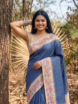 MIMOSA Royal Blue Banarasi Art Silk Saree — pose 10 styling detail