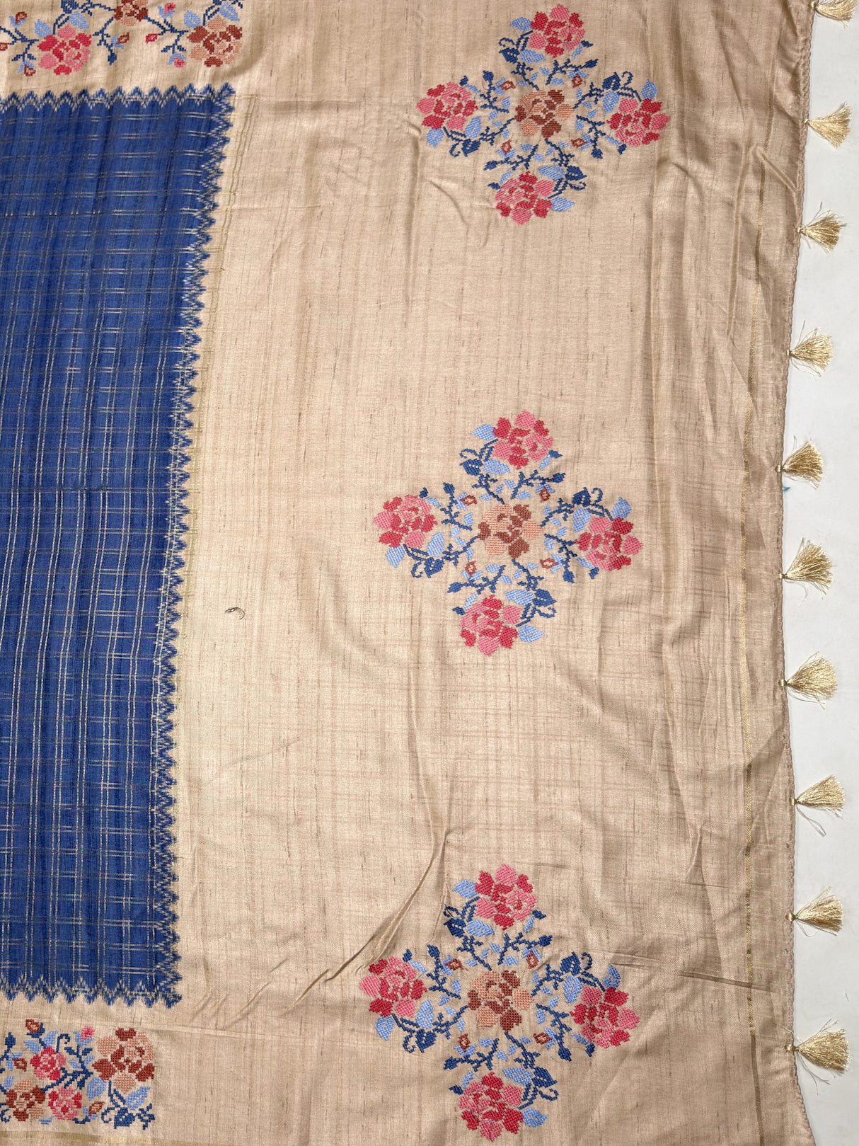 MIMOSA Royal Blue Banarasi Art Silk Saree — pallu and zari work detail