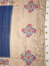 MIMOSA Royal Blue Banarasi Art Silk Saree — pallu and zari work detail