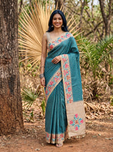 MIMOSA Sapphire Banarasi Art Silk Saree — Model lifestyle pose