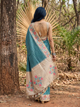 MIMOSA Sapphire Banarasi Art Silk Saree — pose 2 styling detail