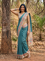 MIMOSA Sapphire Banarasi Art Silk Saree — pose 5 styling detail
