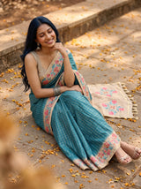 MIMOSA Sapphire Banarasi Art Silk Saree — pose 8 styling detail