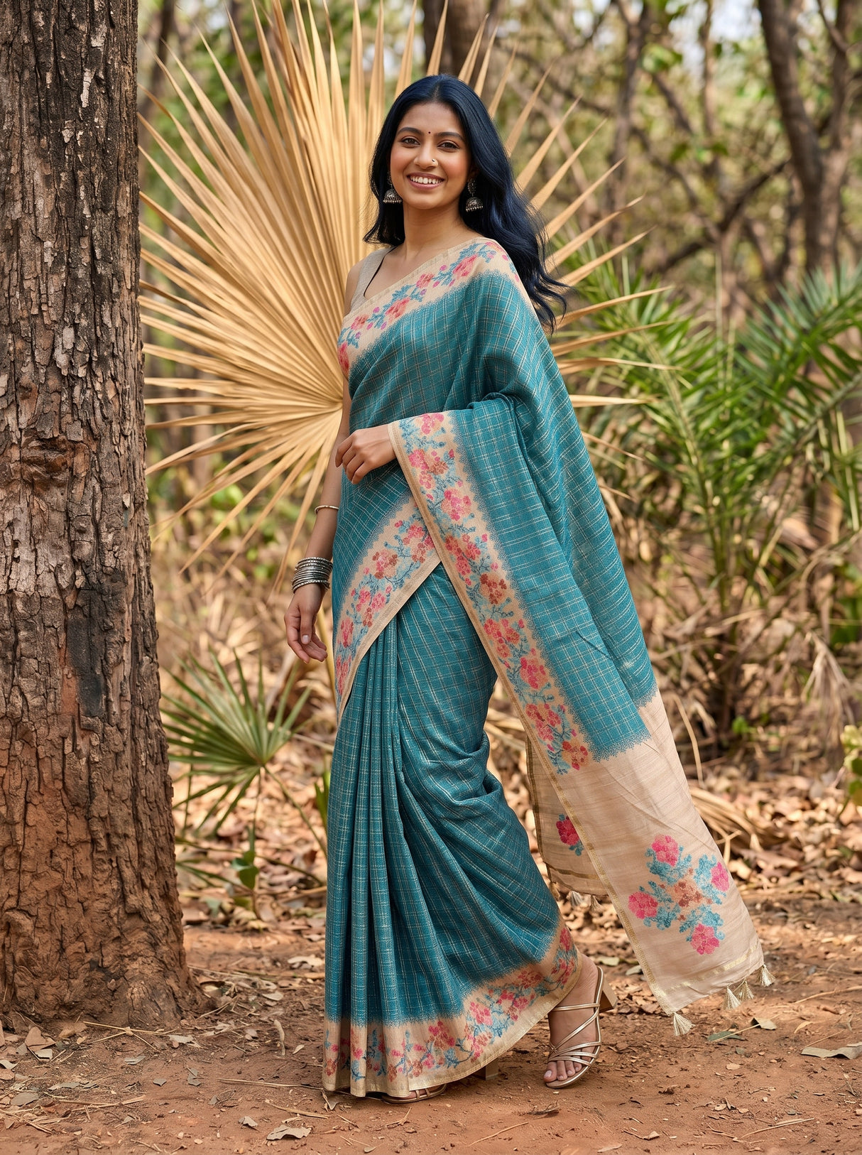 MIMOSA Sapphire Banarasi Art Silk Saree — pose 9 styling detail