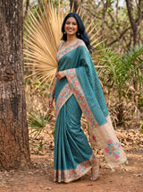 MIMOSA Sapphire Banarasi Art Silk Saree — pose 9 styling detail