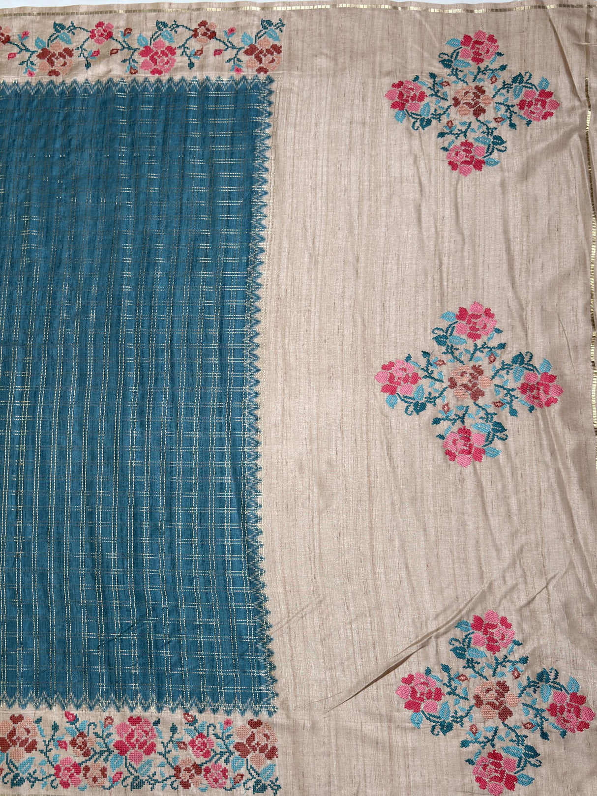 MIMOSA Sapphire Banarasi Art Silk Saree — pallu and zari work detail