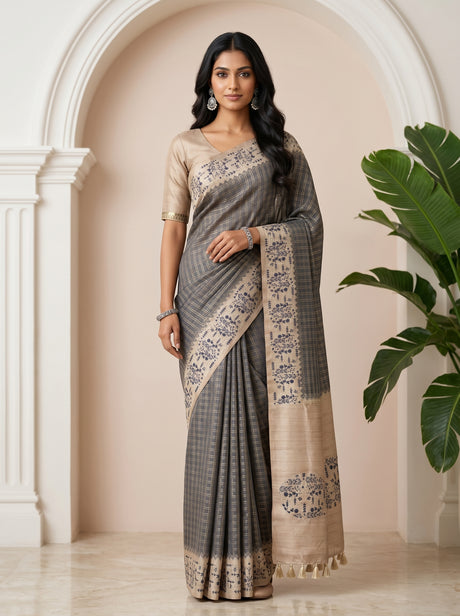 Grey  Saree