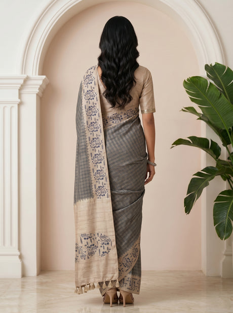 MIMOSA Grey Saree Saree — pose 2 styling detail