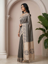 MIMOSA Grey Saree Saree — pose 3 styling detail