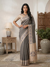 MIMOSA Grey Saree Saree — pose 5 styling detail