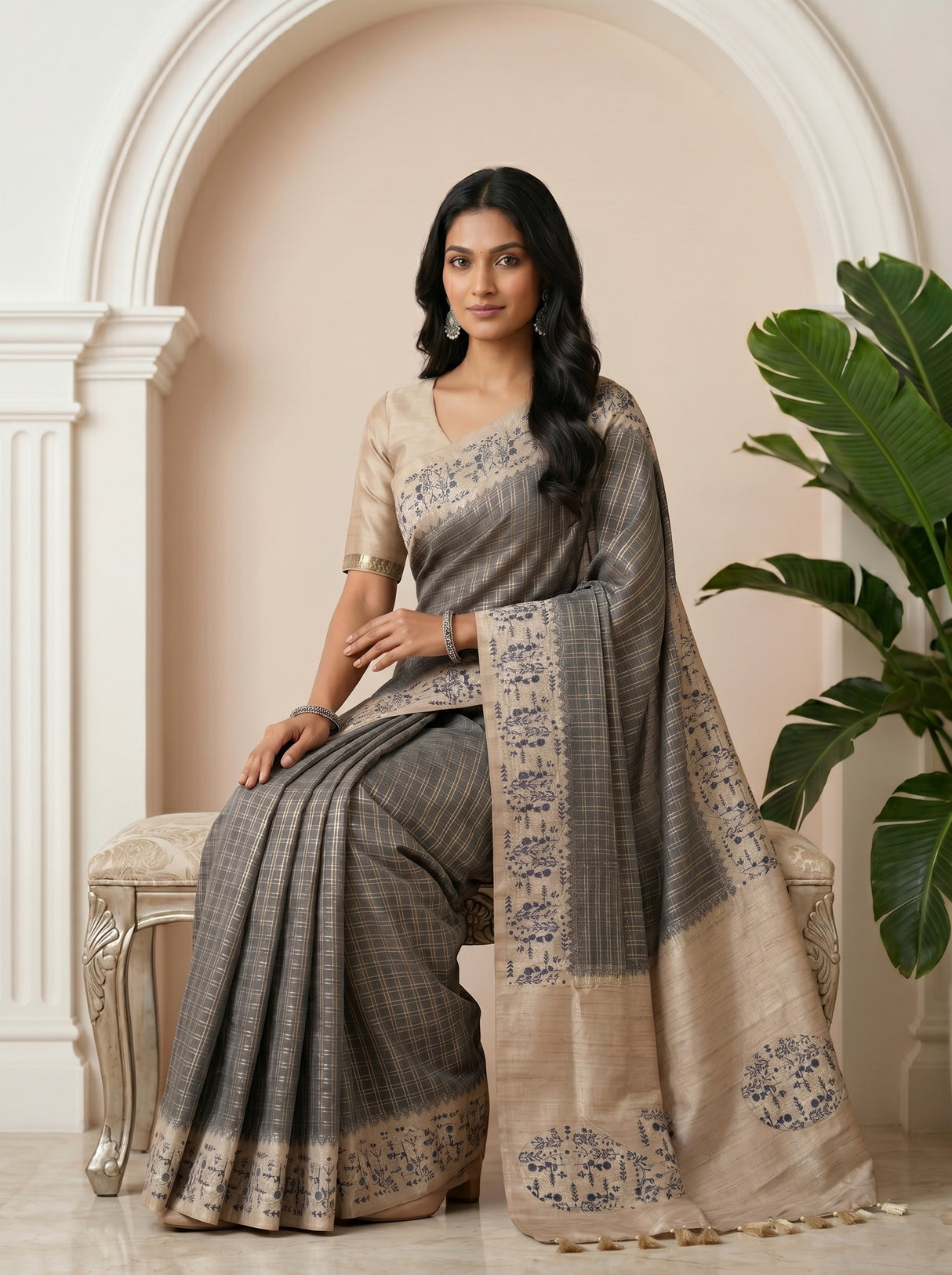 MIMOSA Grey Saree Saree — pose 8 styling detail