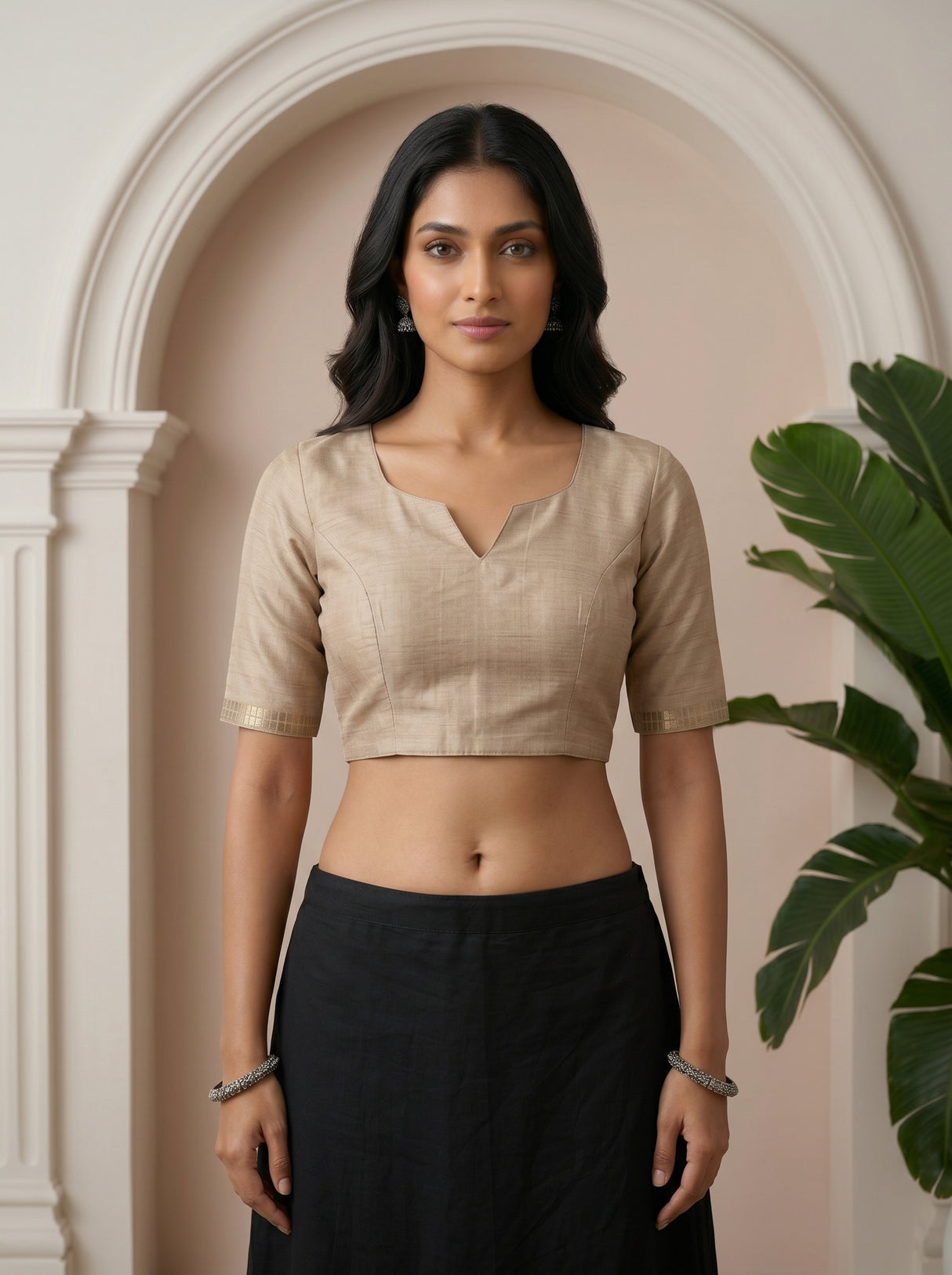 MIMOSA Grey Saree Saree — blouse close-up