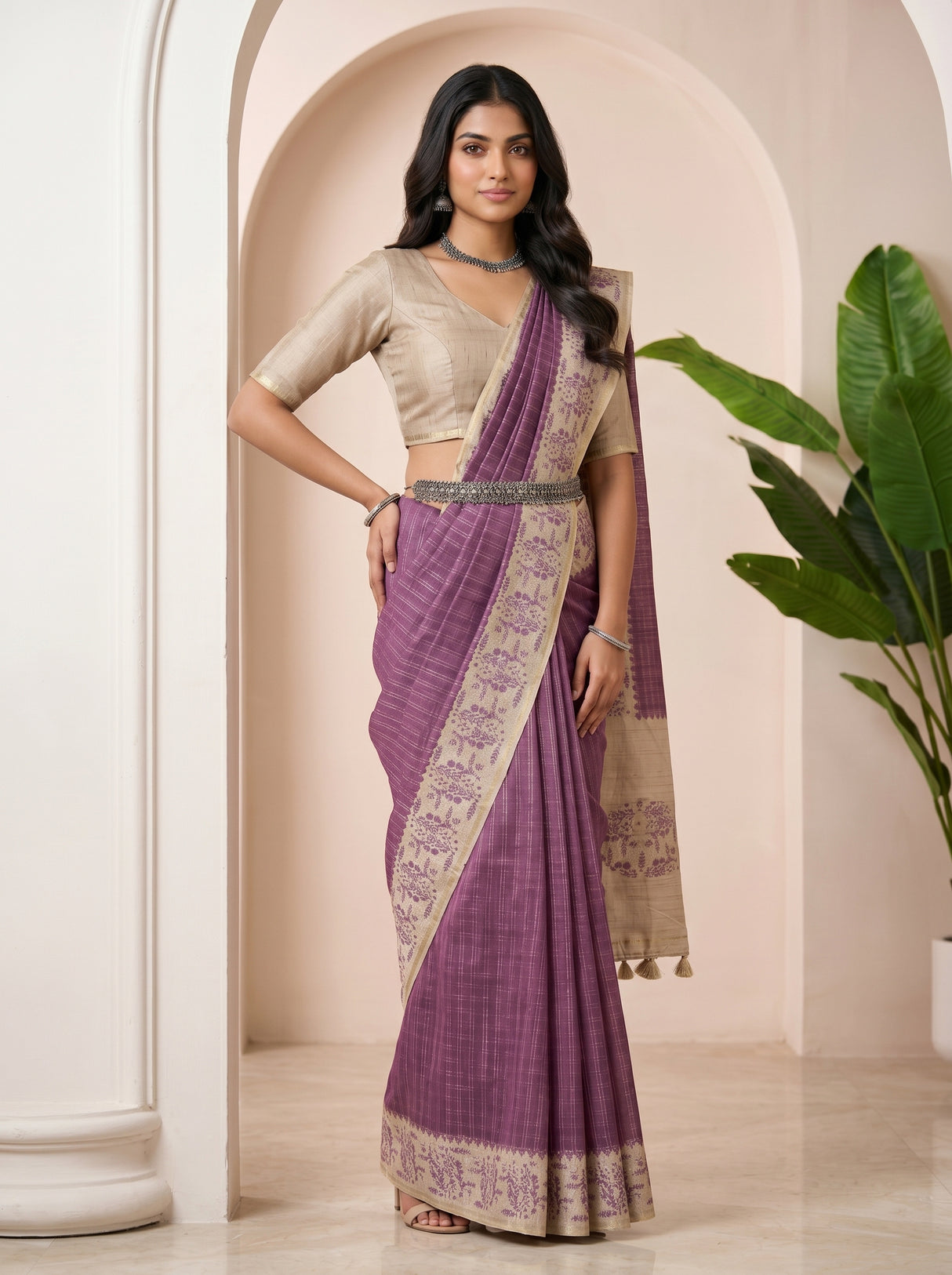 MIMOSA Magenta Saree Saree — pose 4 styling detail
