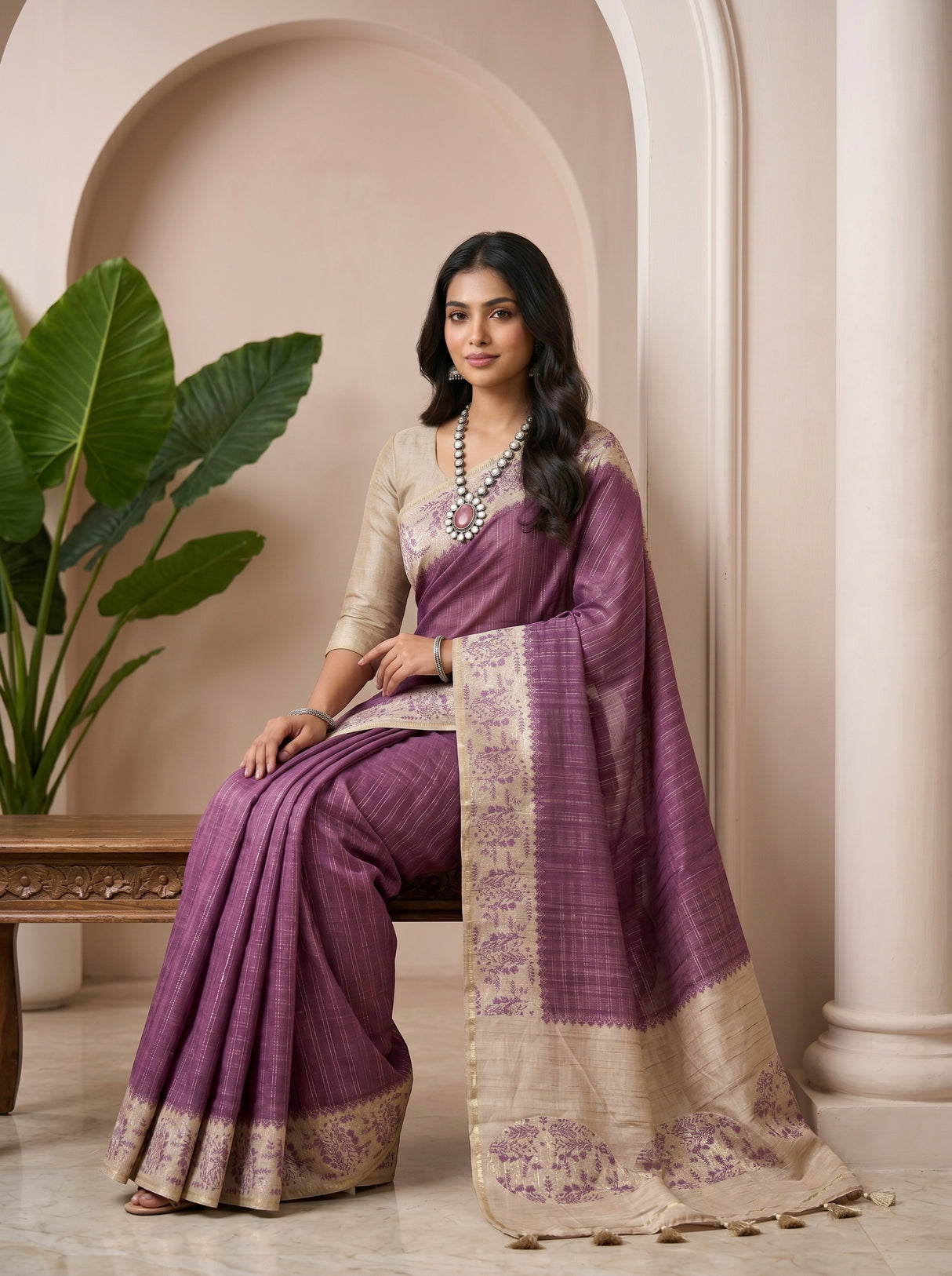 MIMOSA Magenta Saree Saree — pose 8 styling detail