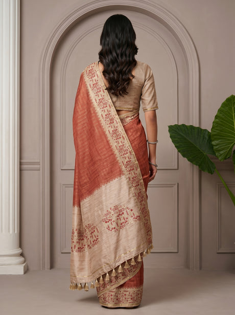 MIMOSA Maroon Saree Saree — pose 2 styling detail