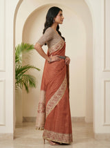 MIMOSA Maroon Saree Saree — pose 3 styling detail