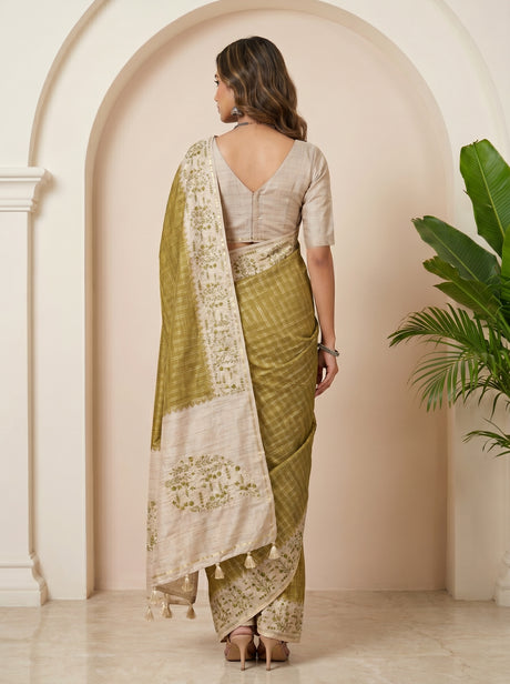 MIMOSA Olive Saree Saree — pose 2 styling detail