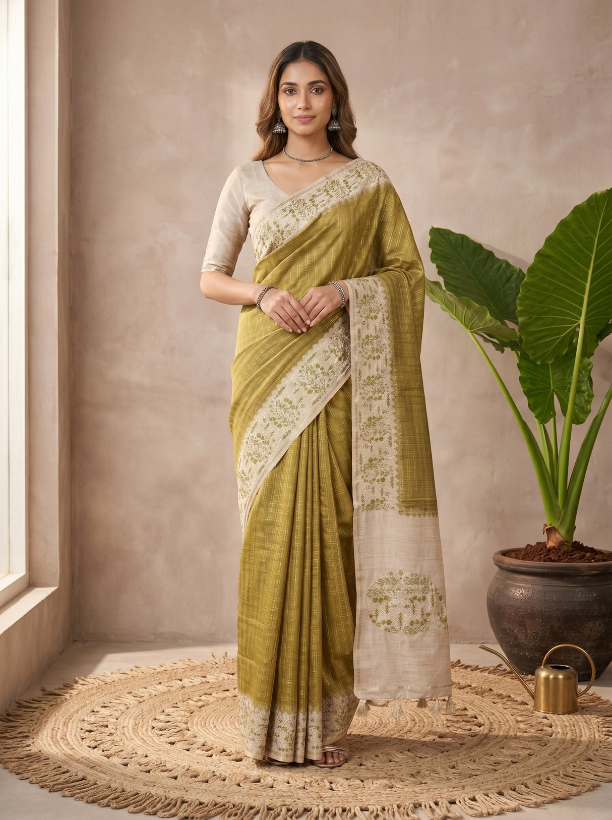 MIMOSA Olive Saree Saree — pose 7 styling detail