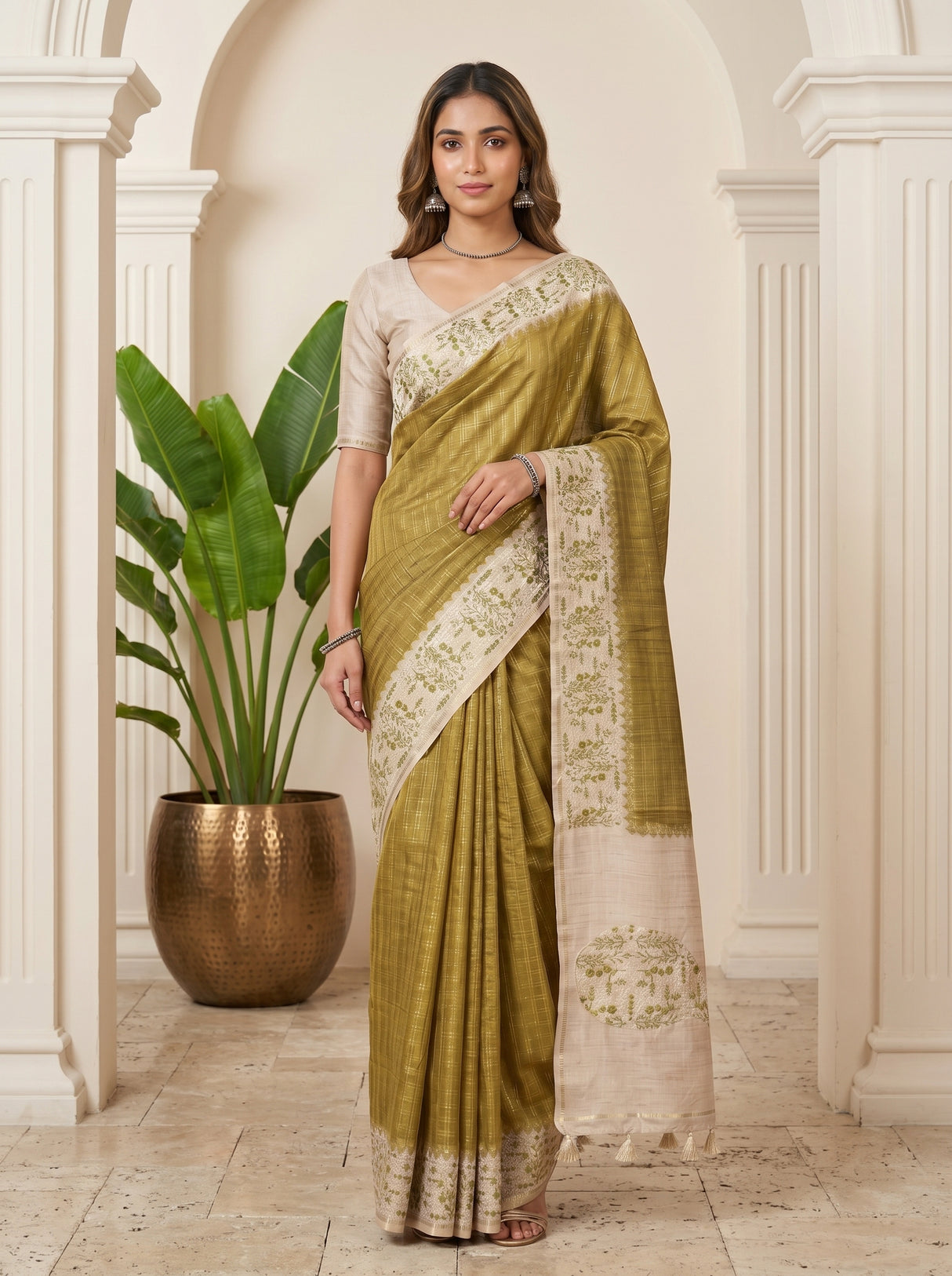 MIMOSA Olive Saree Saree — pose 9 styling detail