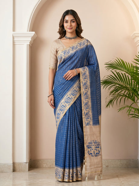 Royal Blue  Saree