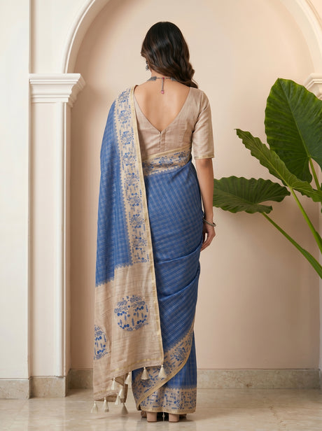 MIMOSA Royal Blue Saree Saree — pose 2 styling detail