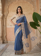 MIMOSA Royal Blue Saree Saree — pose 4 styling detail