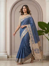 MIMOSA Royal Blue Saree Saree — pose 6 styling detail