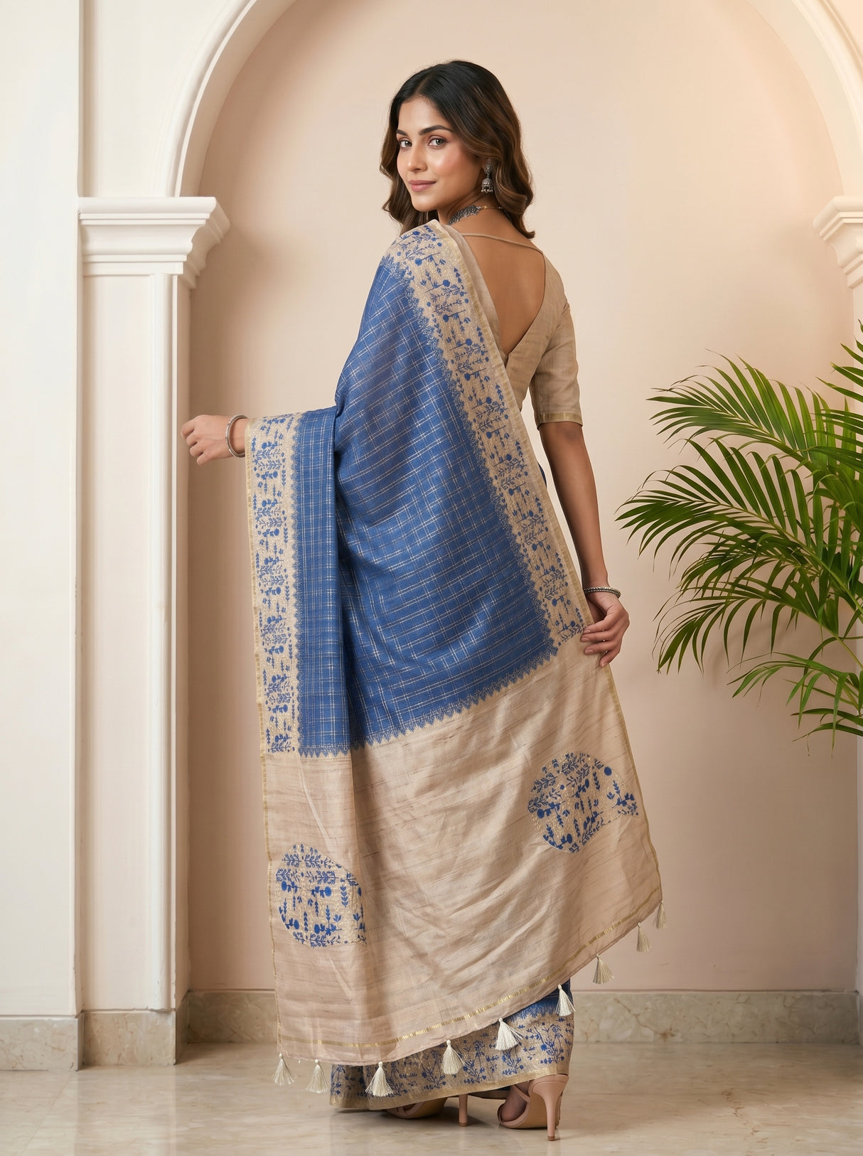 MIMOSA Royal Blue Saree Saree — pose 7 styling detail