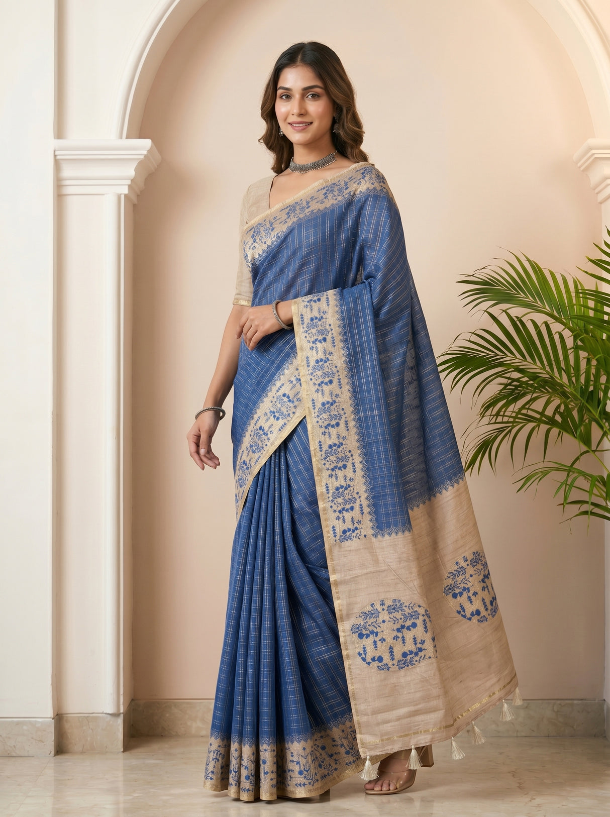 MIMOSA Royal Blue Saree Saree — pose 9 styling detail