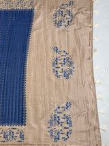 MIMOSA Royal Blue Saree Saree — pallu and zari work detail